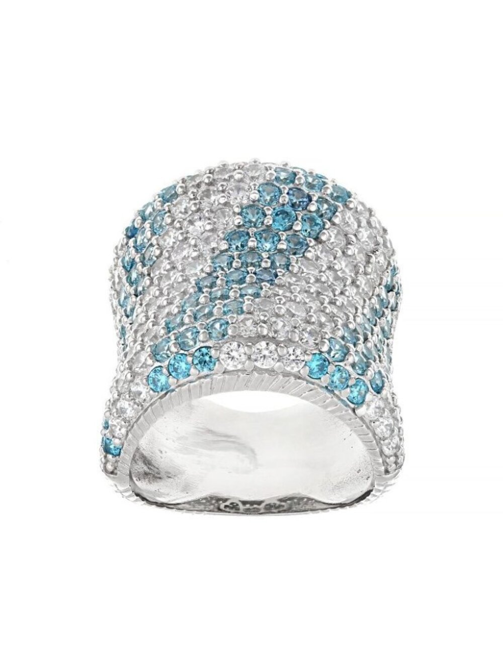Judith Ripka Ring Sterling Silver 10.14CTW Blue Neon Apatite Gemstone Size 9